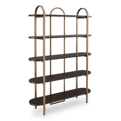 Brentmour 72" H Bookcase, Metallic & Dark Brown - Image 1 of 4