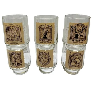Vintage MCM Lowball Glasses 4" American Pharmacy Apothecary Signs SET of 6 - Picture 1 of 9
