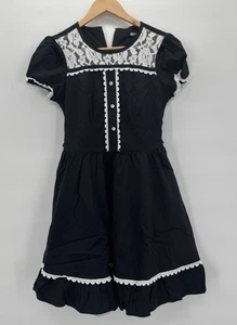Hot Topic 4 Black Lolita Dress Lace Insert Gothic Wednesday Addams Size XS NWT - Picture 1 of 10