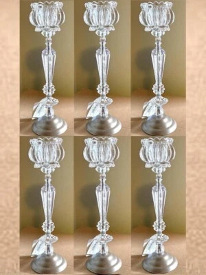 6 Candelabros Flor de Cristal 14 pulgadas de Alto Candelabro Centros de Mesa Decoración del Hogar Foto 1 de 4