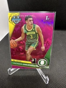 2023-24 Bowman Chrome U #65 Jackson Shelstad Pink Oregon Ducks - Picture 1 of 2