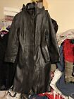 Vintage Women’s Size S Black Real Leather Coat, High Neck, Used