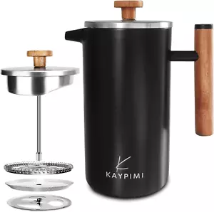 French Press - Double Walled Stainless Steel Insulated Coffee and Tea Maker with - Picture 1 of 6