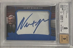 NEWT GINGRICH BGS 8 #/d /5 2020 DECISION CUT SIGNATURE CARD SPEAKER OF THE HOUSE - Picture 1 of 2