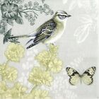 4x Single Paper Napkins for Decoupage and Party - Quiet Scene Bird and Butterfly