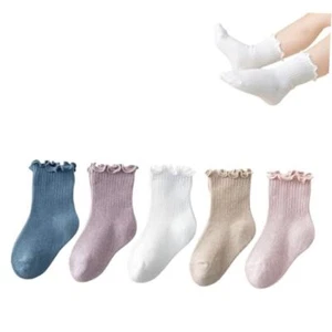 Baby Girls Socks Toddlers Ruffle Girl's Frilly Baby Summer 1-3T Solid-5 Pairs - Picture 1 of 7