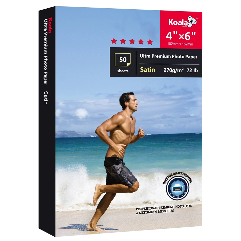 Lot 50-300 Ct Koala Ultra Premium Satin Photo Paper 4x6 72lb for Inkjet Printer - Image 1 of 4