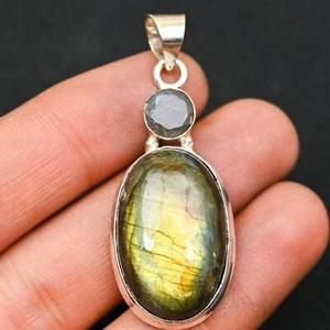 Colgante de joyería hecha a mano de plata maciza 925 con piedras preciosas de labradorita regalo para - Imagen 1 de 4