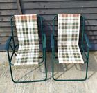2 X Vintage Folding Garden Deck Chairs Campervan Camping 72cm X 45cm (used)