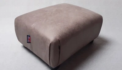 Footstool / Pouffe / Small Stool /  Light Grey Aged Look / Faux Leather. - Image 1 of 4