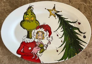 Dr. Seuss Christmas The Grinch & Cindy Lou-Who 14" x 9.5" Ceramic Platter New! - Picture 1 of 4