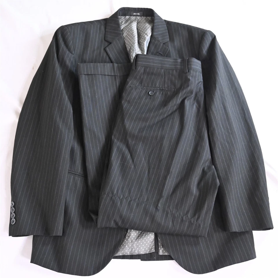 J Ferrar Modern Fit 42R 34x30 Gray Stripe Mens Coat Jacket Pants Suit - Image 1 of 4