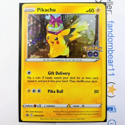 Pikachu Black Star PROMO card COSMOS HOLO SWSH234 Sword & Shield Pokemon Go 2022 - Image 1 of 4