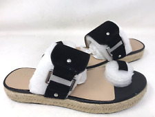 H By Halston Women's Black Comfort Savannah Slide Sandals W/Toe Ring Size:9