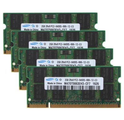 4pcs Samsung RAM 2GB 2Rx8 PC2-6400 DDR2 800Mhz CL6 200pin SODIMM Laptop Memory - Image 1 of 4