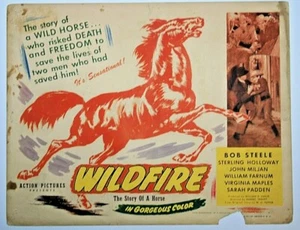 1945 Wildfire, Bob Steele, Vtg Movie Lobby Title Card, Western, BN6 horse - Picture 1 of 1