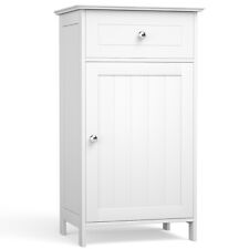 Bathroom Floor Cabinet Wood Storage Organizer Adjustable Shelves W/ Drawer Door