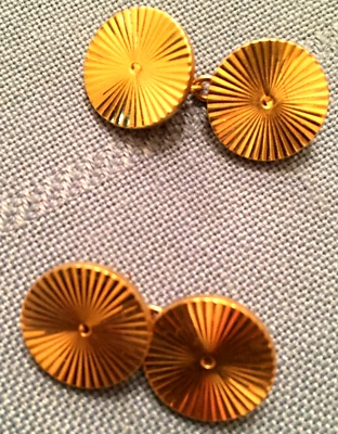 DE COLECCIÓN ORO AMARILLO MACIZO 14K SUNBURST DISEÑO CLÁSICO 12,7gr GEMELOS CADENA REDUC Foto 1 de 4