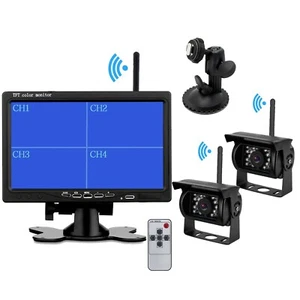 2x Wireless Reversing Camera for Bus Truck 7" Quad Split Monitor Screen 12V-24V - Picture 1 of 20