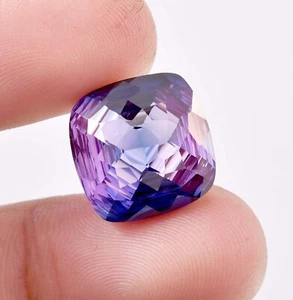 16 x 16 mm impeccabile 25,60 carati pietra preziosa zaffiro di prugna di giava naturale (GIT) certificata - Foto 1 di 6