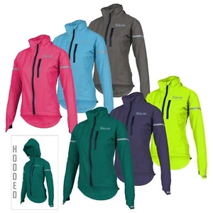 Women cycling Jacket HOODED Ladies Girls waterproof high viz casual running top - Picture 1 of 32