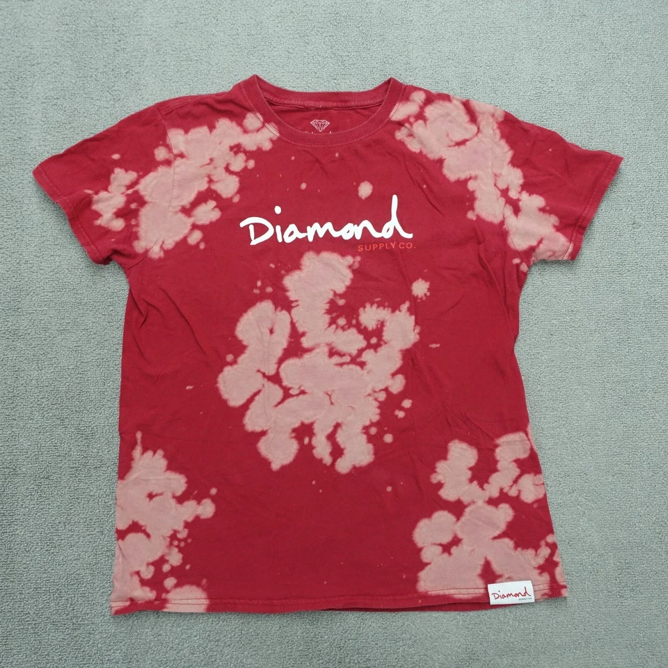 Camiseta Top Diamond Supply Co. Mujer Talla Mediana Roja Tie Dye Manga Corta Algodón Foto 1 de 4