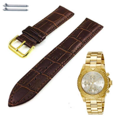Correa de reloj de cuero de cocodrilo marrón para Invicta Pro Diver 1774 #1081 Foto 1 de 4