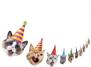 Cat Birthday Banner Birthday Party Decorations for Backdrop Cat Happy Birthday B - Picture 1 of 12