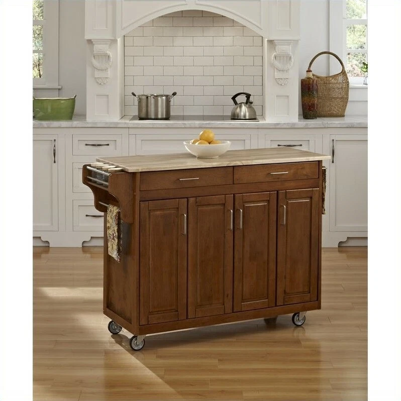 Home Styles Create-a-cart 49 Inch Wood Top Kitchen Cart in Cottage Oak
