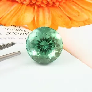 Natural Ceylon Blue Green Parti Sapphire Loose Round Cut Gemstone 33 Ct/18x18 MM - Picture 1 of 4