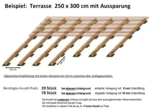 50 Stück Terrassenpad 100x100x8 WPC Terrassendielen Unterkonstruktion Unterlage - Bild 1 von 7