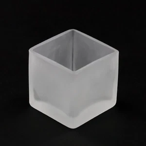 25 Frosted Square Cube Glass Vase Jar Votive Candle Holder 5cm Candle Making - Picture 1 of 5
