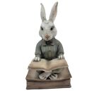 Vintage Signed Bunny Reading Bookend