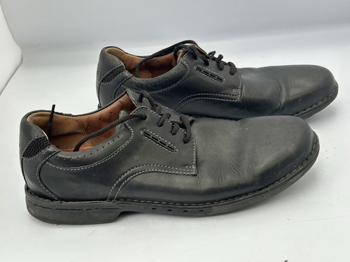 Clarks scarpe Oxford stringate destrutturate uomo pelle nera taglia 12 M