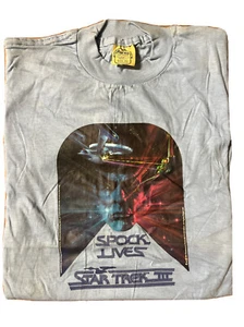 Rare chemise de film vintage *NEUF* 1984 Star Trek 3 Spock Lives années 80 TV vintage Paramount - Photo 1/8