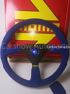 MOMO MC classic 350mm 14' Blue Suede Leather Sport Steering Wheel thicked spoke - Picture 1 of 12