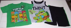 Nickelodeon 3 Pc Teenage Mutant Ninja Turtles Muscle, T Shirt & Shorts Set 4T - Picture 1 of 5
