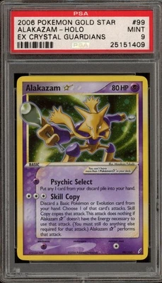 Pokemon Alakazam Gold Star EX Crystal Guardians Holo Ultra Rare #99 PSA 9 Mint - Image 1 of 2