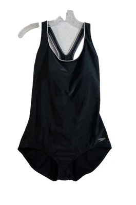 Speedo Women's Black One Piece Swimsuit Size Large Light Padded Bra White Trim - Image 1 of 4