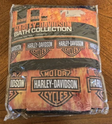 Juego de toallas de baño Harley-Davidson 2005 de colección 3 piezas negras y naranjas con 3 tamaños nuevas 🔥 Foto 1 de 4