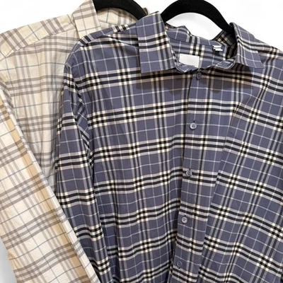 Lot of 2 Burberry Men's Designer Blue White Button Down Shirts XXL EUC - Image 1 of 4