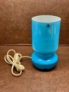 Retro IKEA LYKTA Tischlampe - mundgeblasen hellblau gefasstes Glas - Bild 1 von 10