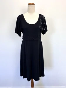 Crave Womens Dress 12 Black Sequin Shoulder Fit & Flare Stretch Corporate Formal - Picture 1 of 10