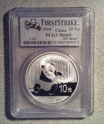 2014 China Panda 1 oz. .999 Silver 10 Yuan Coin PCGS MS69 First Strike (171) - Image 1 of 2