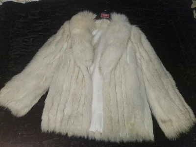 复古银色狐狸毛皮大衣小号无品牌 — 第 1/4 张图片