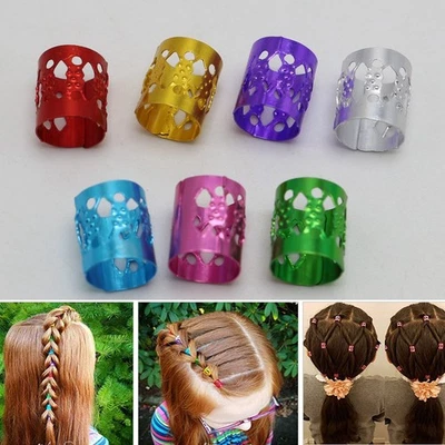 50 clips de puño de anillo trenzado de cabello de colores mixtos cuentas de rastas para extensión de cabello hágalo usted mismo Foto 1 de 4