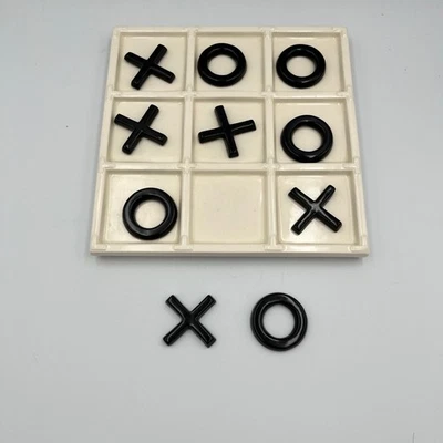 Ceramic Tic Tac Toe Game Board Set with Black X O Pieces - Image 1 of 4
