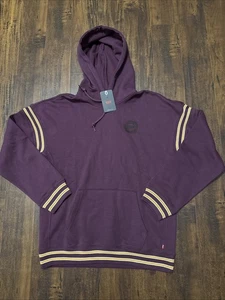 NUEVO CON ETIQUETAS Levi’s Pullover Sudadera con Capucha Calce Relajado Granate Estampado Gráfico Para Hombre Talla M. F1 - Imagen 1 de 8