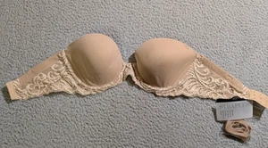NWOT Natori Feather Cafe Nude Strapless Plunge Bra with Straps 731023 / Size 32C - Picture 1 of 9