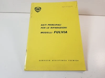 Manuale officina Lancia Fulvia Coupè HF Sport Berlin dati principali riparazioni - Immagine 1 di 4